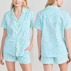 NWT Bed Head Pajamas Leopard Print Organic Cotton Short Sleepwear Blue Size: L